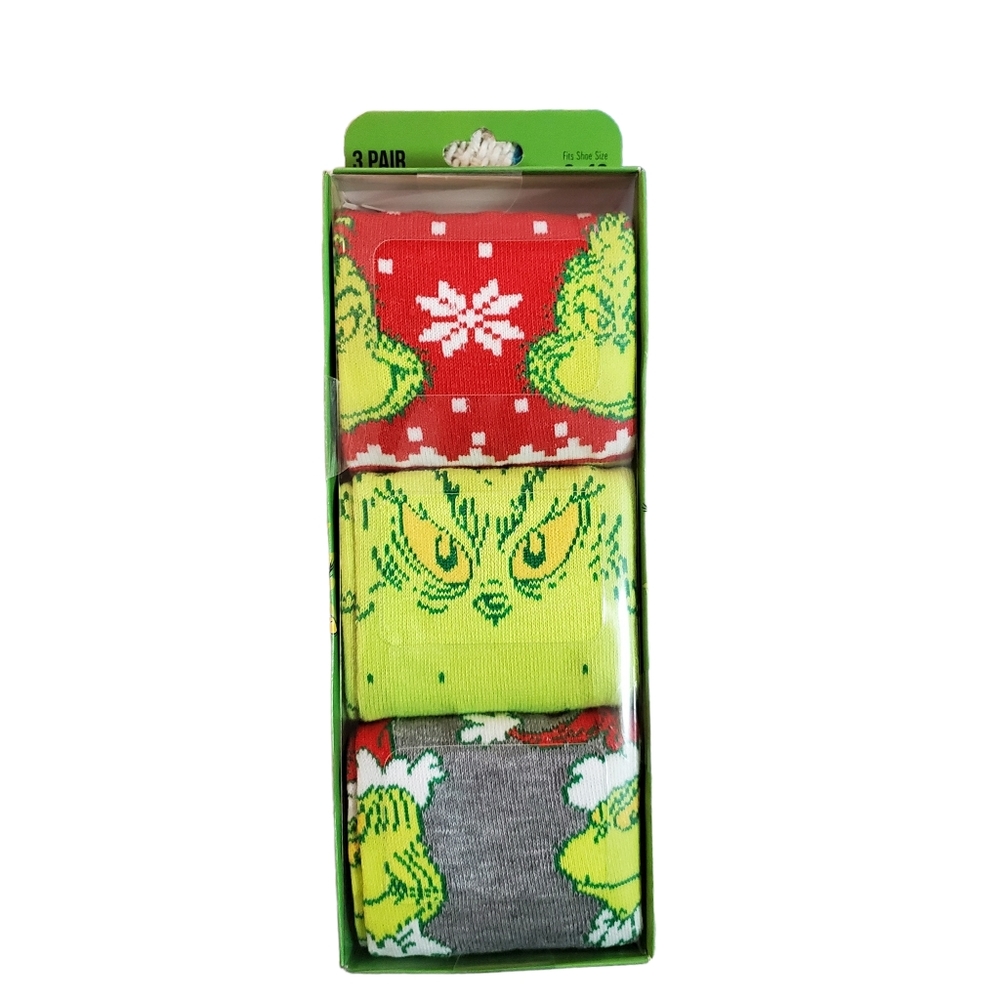 The Grinch Crew Socks 3 Pairs‎ New